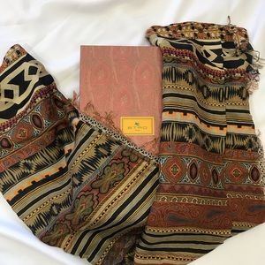 Etro Modal Cashmere Multicolored Flora Print Scarf